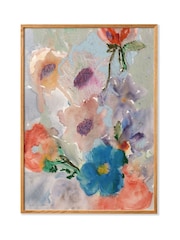 Paper Collective Gray Orange Blue Pink Bunch of Flowers - Image 2 of 2