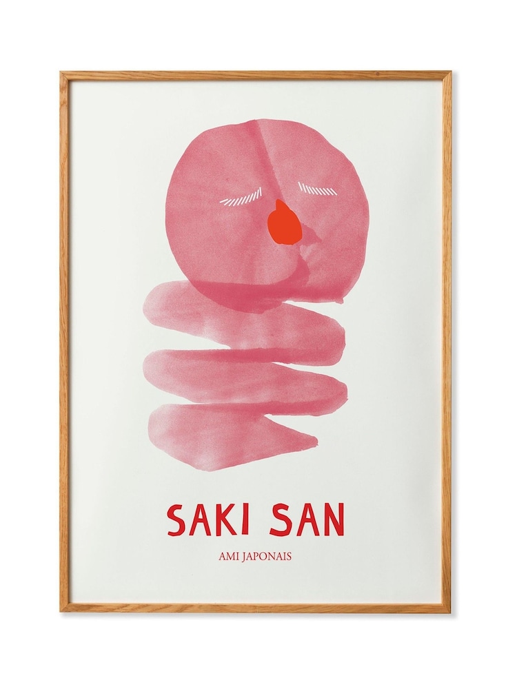 Paper Collective Pink Red White Saki San Wall Art - Image 2 of 2