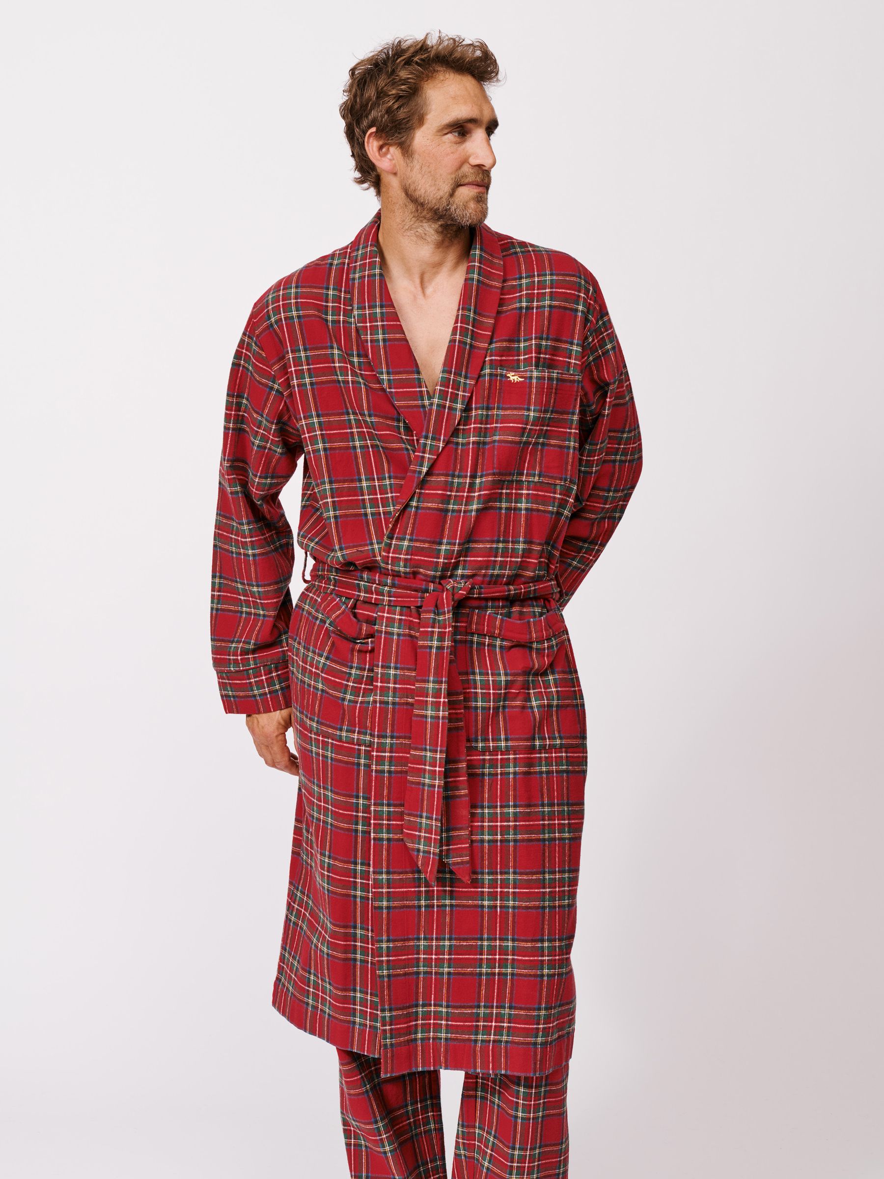 Buy Aubin Red Rupert Flannel 100% Cotton Dressing Gown from the