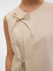 VERO MODA Cream Linen Blend Tie Side Waistcoat - Image 2 of 5