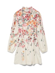 VERO MODA Grey Floral Printed Dress With Belt Detail - Image 5 of 5