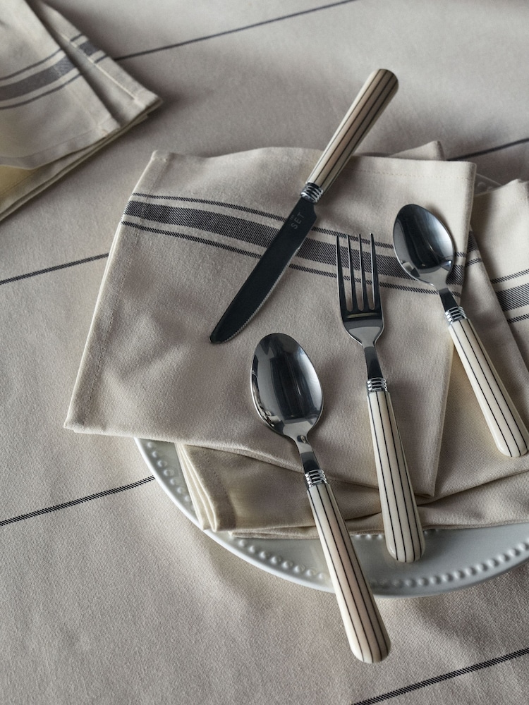 The Set Natural Striped 24 Piece Cutlery Set - Image 2 of 4