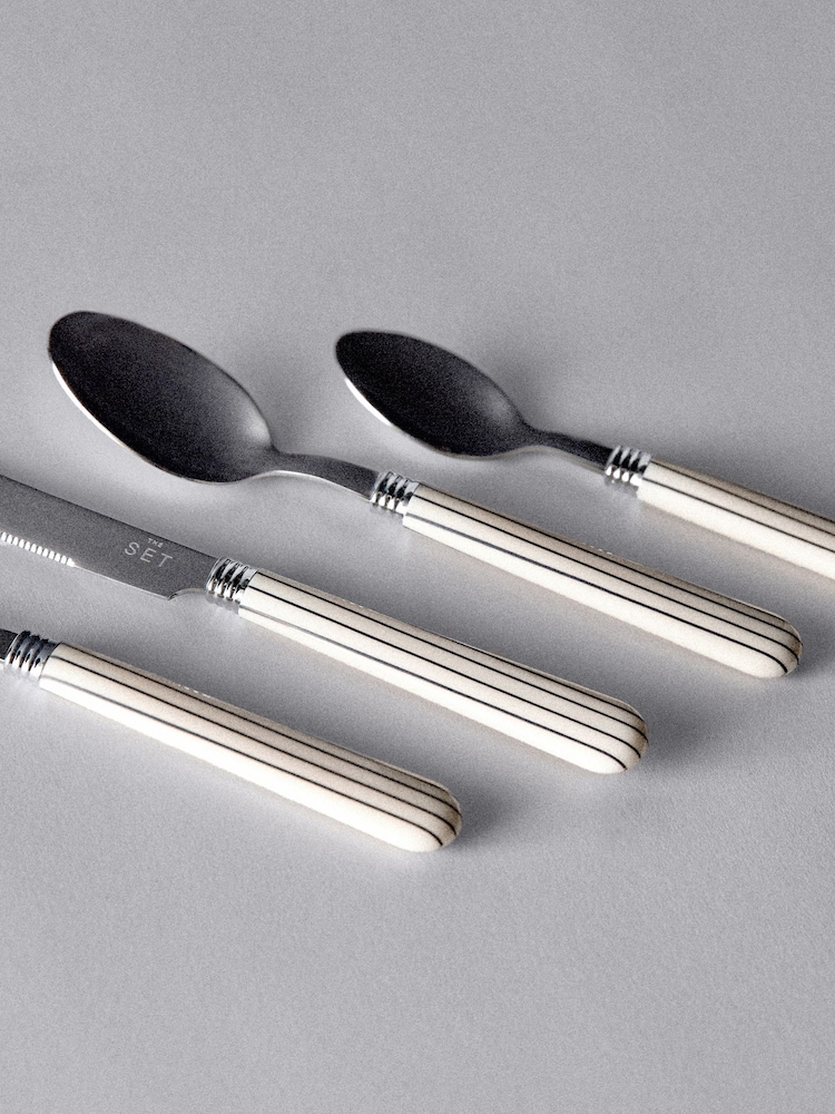 The Set Natural Striped 24 Piece Cutlery Set - Image 4 of 4
