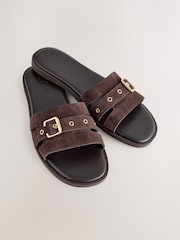 Chocolate Brown Suede Forever Comfort® Buckle Mule Sandals - Image 10 of 10