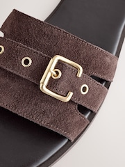 Chocolate Brown Suede Forever Comfort® Buckle Mule Sandals - Image 8 of 10