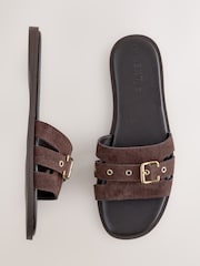 Chocolate Brown Suede Forever Comfort® Buckle Mule Sandals - Image 9 of 10