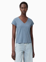 AllSaints Blue 100% Organic Cotton Anna T-Shirt - Image 1 of 7