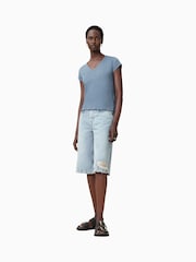 AllSaints Blue 100% Organic Cotton Anna T-Shirt - Image 3 of 7