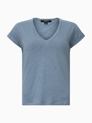 AllSaints Blue 100% Organic Cotton Anna T-Shirt - Image 7 of 7