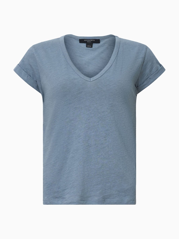 AllSaints Blue Cotton Anna T-Shirt - Image 7 of 7 AllSaints Blue Cotton Anna T-Shirt - Image 7 of 7