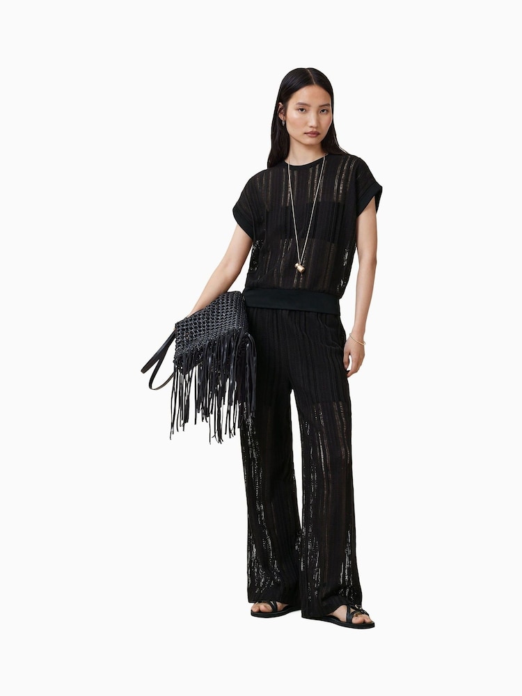AllSaints Black Giana Trousers - Image 1 of 7 AllSaints Black Giana Trousers - Image 1 of 7