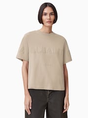 AllSaints Brown Cotton Lisa Biggy T-Shirt - Image 1 of 7