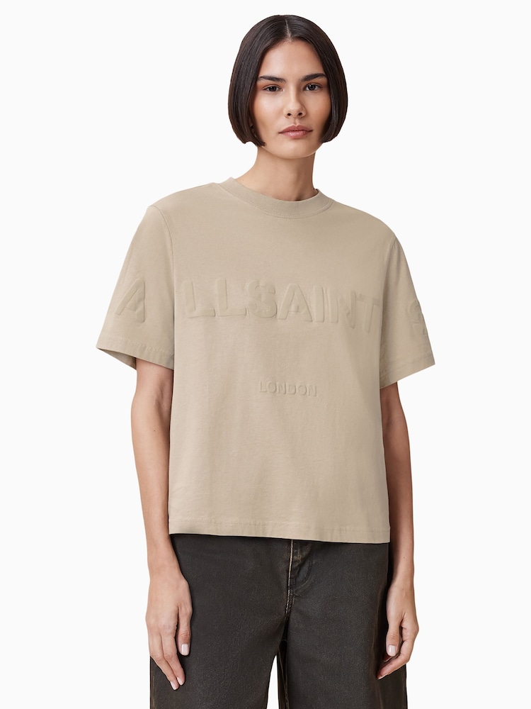 AllSaints Brown Cotton Lisa Biggy T-Shirt - Image 1 of 7