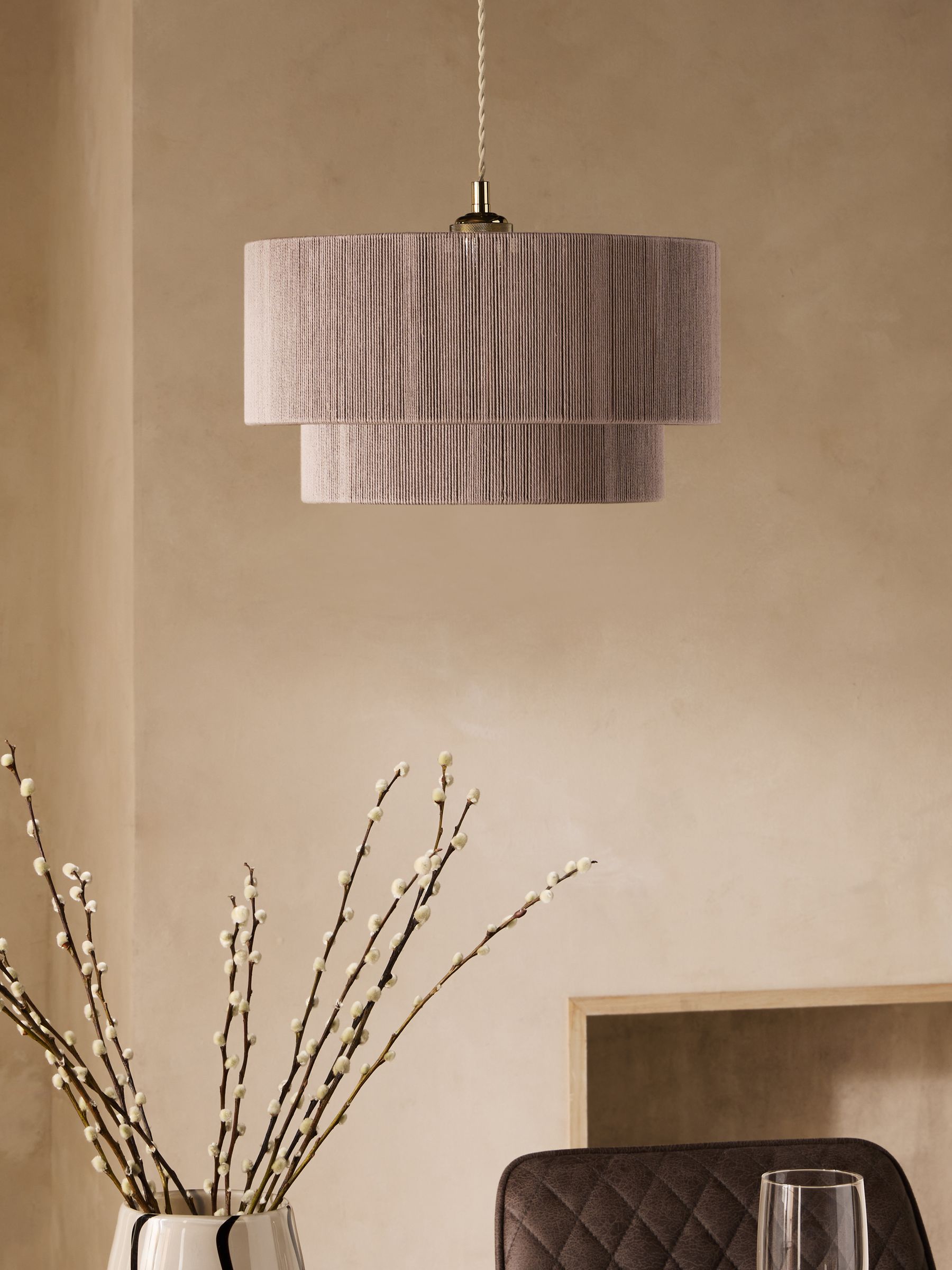 Buy Mid Natural Yale 2 Tier Easy Fit Woven Light Shade from the