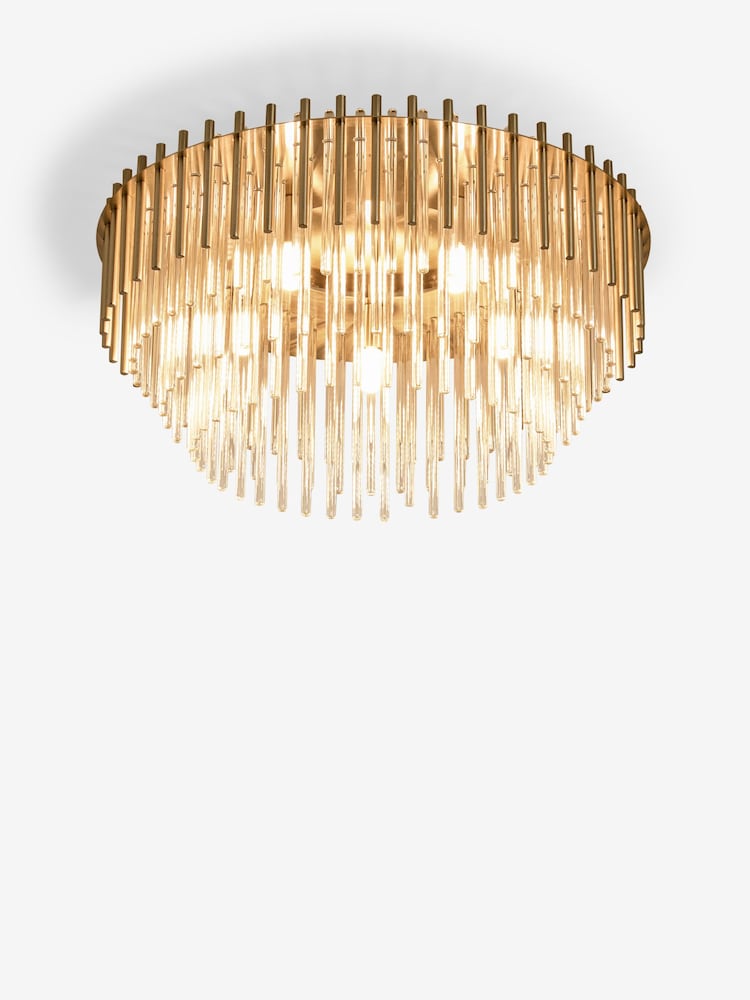 Brass Arundel Glass Flush Fitting Ceiling Light - Image 5 of 5 Brass Arundel Glass Flush Fitting Ceiling Light - Image 5 of 5