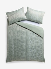 Sage Green Diamond Jacquard Duvet Cover and Pillowcase Set - Image 4 of 4