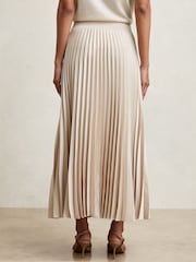 Reiss Champagne Neutral Seren Pleated Midi Skirt - Image 5 of 6