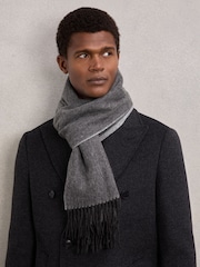 Reiss Mid Grey Melange/Light Grey Picton Cashmere Blend Scarf - Image 2 of 5