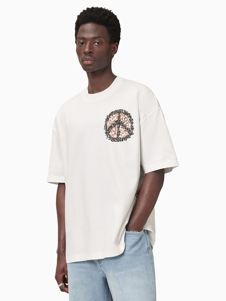 AllSaints White 100% Organic Cotton Incessant Crew T-Shirt - Image 1 of 9