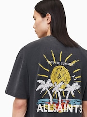 AllSaints Black Cove Crew 100% Organic Cotton T-Shirt - Image 2 of 7