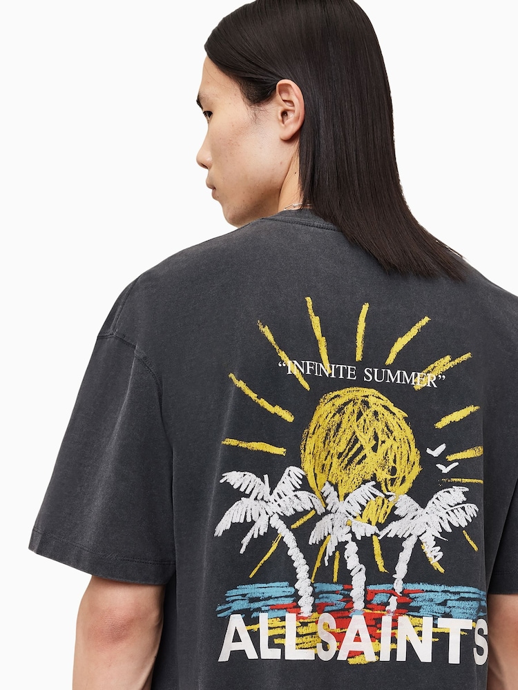 AllSaints Black Cove Crew 100% Organic Cotton T-Shirt - Image 2 of 7