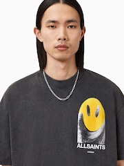 AllSaints Black 100% Organic Cotton Party Wave Crew T-Shirt - Image 4 of 7