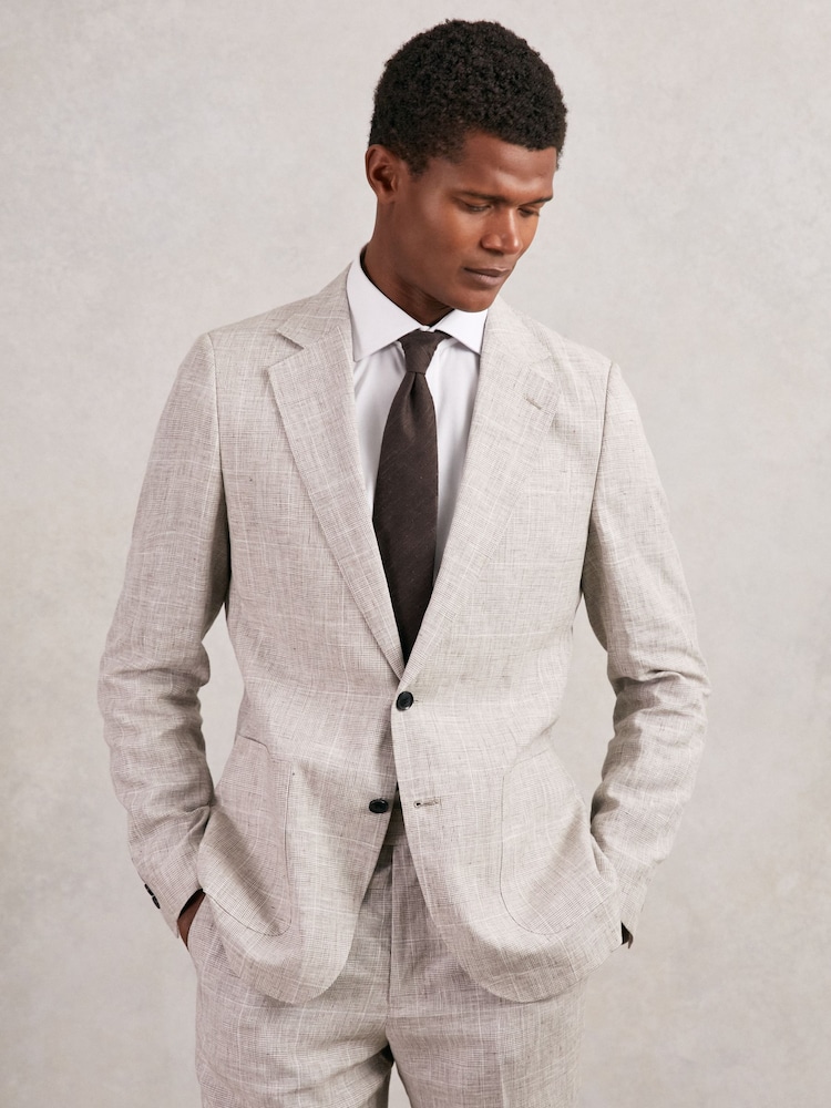 Reiss Chocolate Brown Falco Silk Blend Textured Tie - Image 2 of 5 Reiss Chocolate Brown Falco Silk Blend Textured Tie - Image 2 of 5