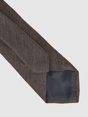 Reiss Chocolate Brown Falco Silk Blend Textured Tie - Image 4 of 5