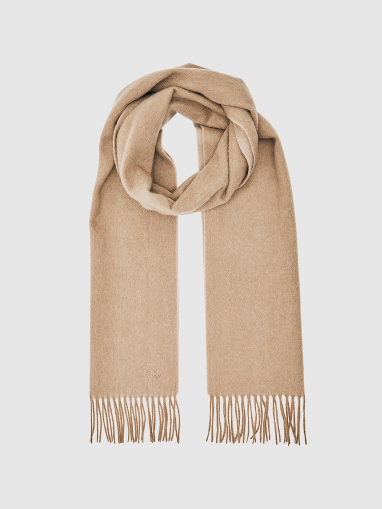 Camel - Reiss Picton Wool-Cashmere Script-Logo Scarf - Bild 2 von 4