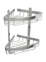 CROYDEX Chrome 2 Tier Corner Aluminium Shower Wall Basket - Image 1 of 1