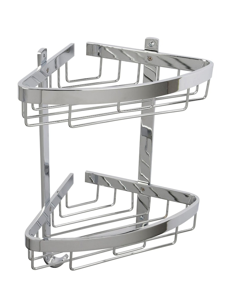 CROYDEX Chrome 2 Tier Corner Aluminium Shower Wall Basket - Image 1 of 1