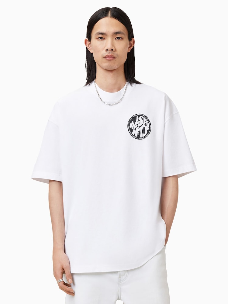 AllSaints White Distortion Crew T-Shirt - Image 1 of 8