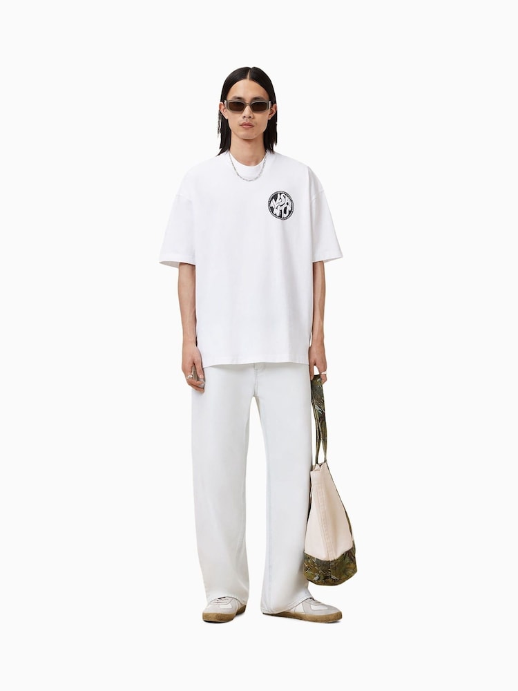 Allsaints Distortion T-Shirt In Ashen White