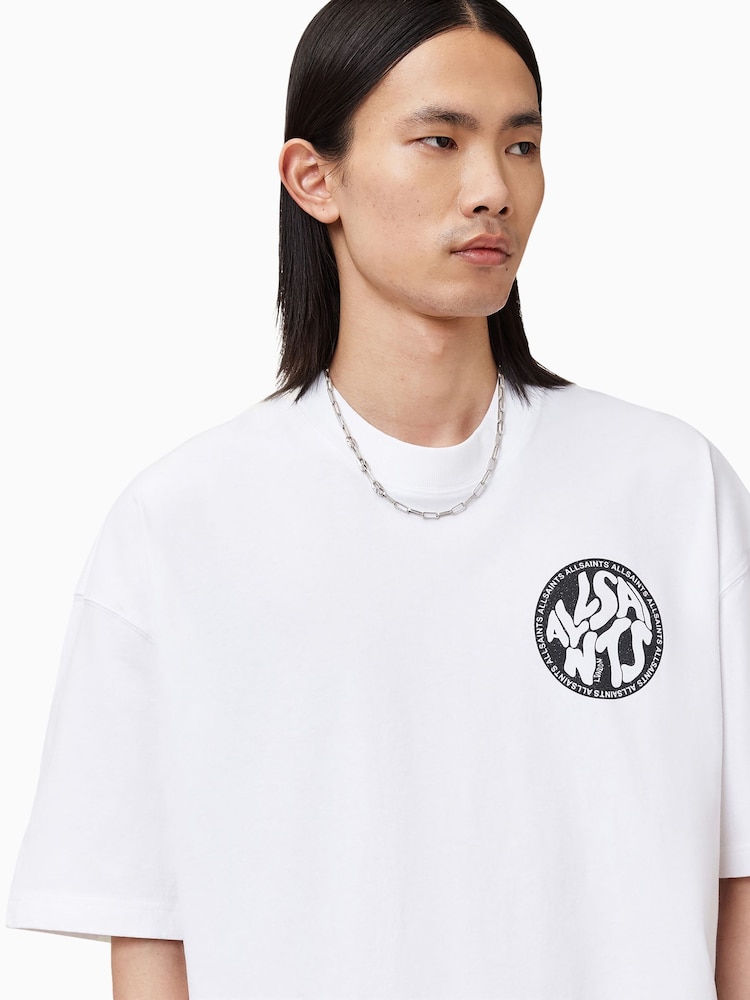 Allsaints Distortion T-Shirt In Ashen White