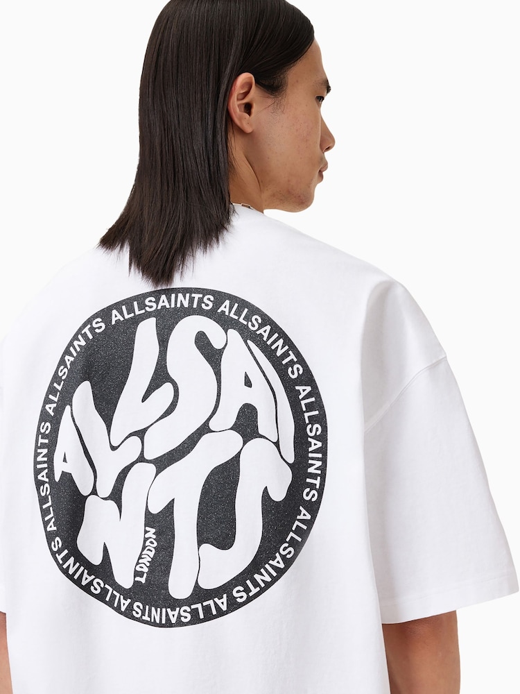 Allsaints Distortion T-Shirt In Ashen White