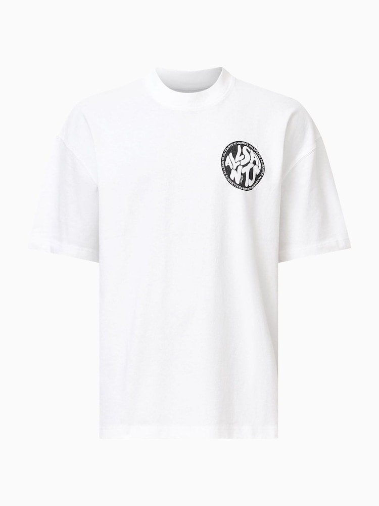 AllSaints White Distortion Crew T-Shirt - Image 8 of 8