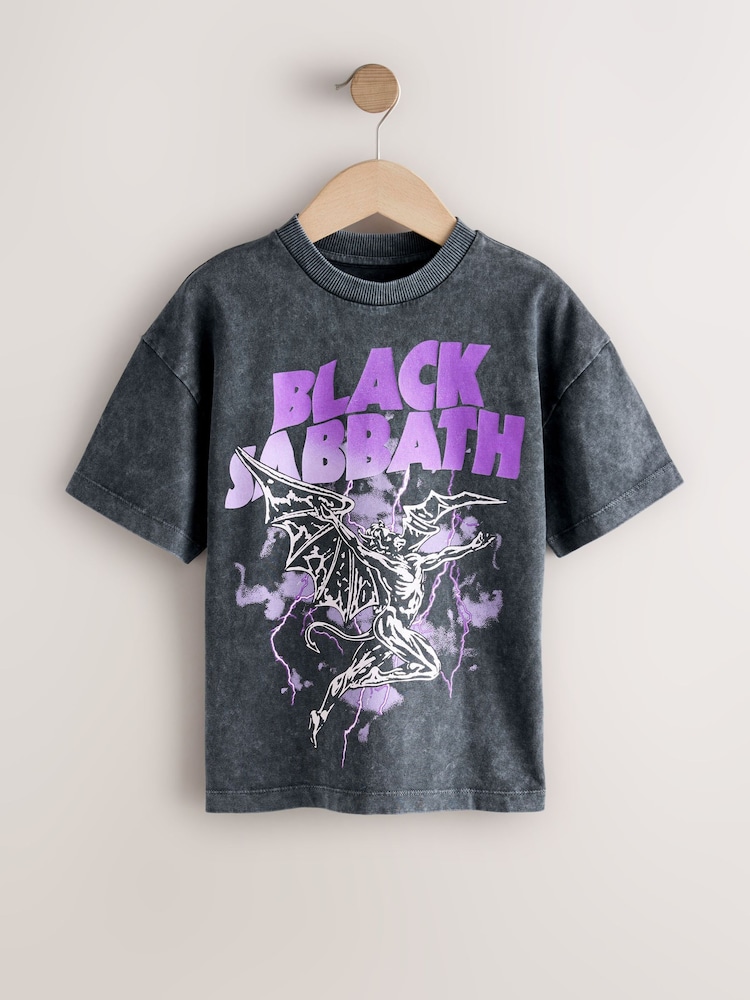 Black Washed Sabbath Band T-Shirt (3-16yrs) - Image 1 of 4 Black Washed Sabbath Band T-Shirt (3-16yrs) - Image 1 of 4
