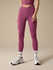 Lipsy Plum Purple Cross-Over Waist Leggings - Image 1 of 5