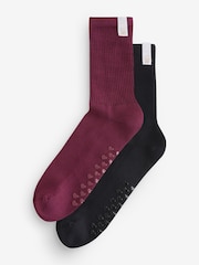 Lipsy Burgundy Black Grippy Sole Yoga Pilates Socks - Image 1 of 5