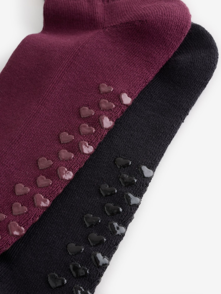 Lipsy Burgundy Black Grippy Sole Yoga Pilates Socks - Image 5 of 5