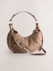 Tan Brown Suede Sling Shoulder Bag - Image 1 of 5