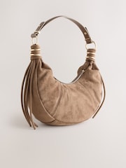 Tan Brown Suede Sling Shoulder Bag - Image 2 of 5