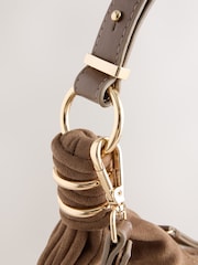 Tan Brown Suede Sling Shoulder Bag - Image 4 of 5