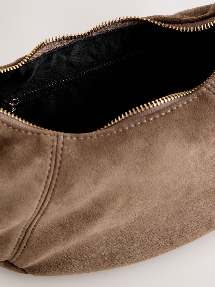 Tan Brown Suede Sling Shoulder Bag - Image 5 of 5
