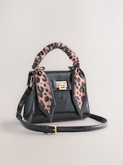 Black Scarf Top Handle Bag - Image 6 of 10