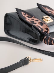 Black Scarf Top Handle Bag - Image 8 of 10