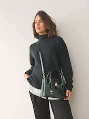 Dark Green Croc Effect Hand Held Bag - Image 2 of 4