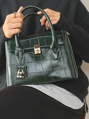 Dark Green Croc Effect Hand Held Bag - Image 4 of 4