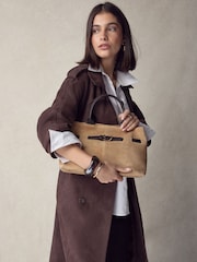Tan Brown Suede Belted Hand Held Bag - Image 1 of 5