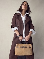Tan Brown Suede Belted Hand Held Bag - Image 3 of 5